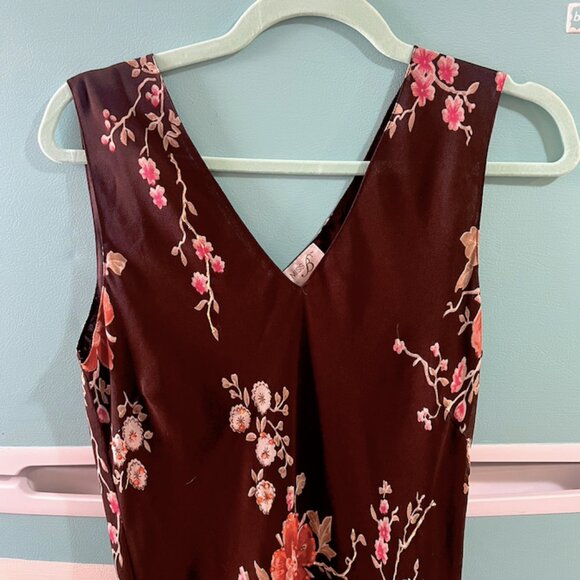 Vintage Brown Floral Dress | Beading | Wedding Guest Dress Late Summer Flowy - Picture 1 of 10